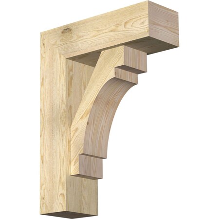 Ekena Millwork Merced Block Rough Sawn Bracket w/ Offset Brace, Douglas Fir, 8"W x 24"D x 32"H BKT0806X24X32MRC05RDF